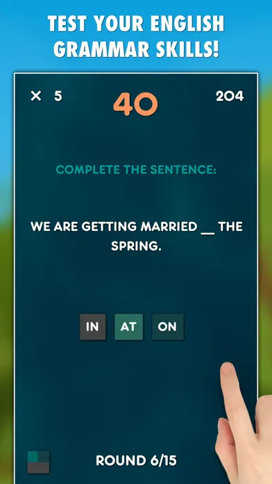 Tangkapan layar Prepositions Test