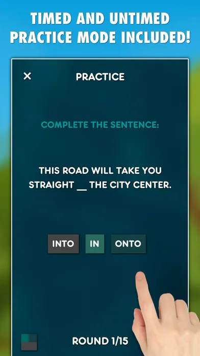 Tangkapan layar Prepositions Test