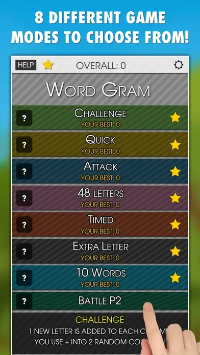 Capturas de tela do Word Gram PRO