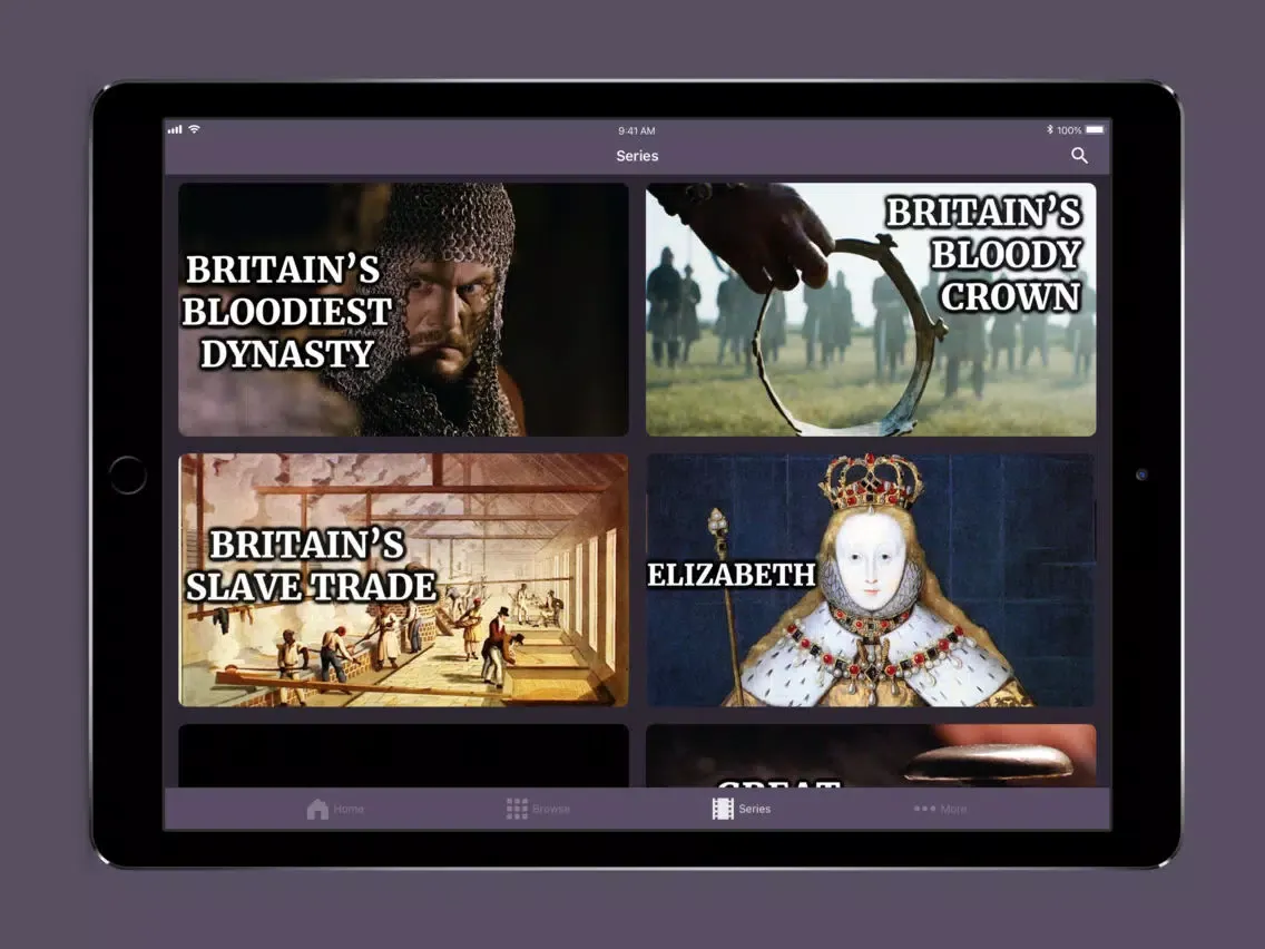 Tangkapan skrin Timeline History Channel iPad 