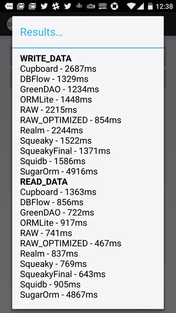 Screenshot di Database Benchmarks!