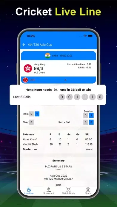 Tangkapan layar Live Cricket TV: Cricket Score