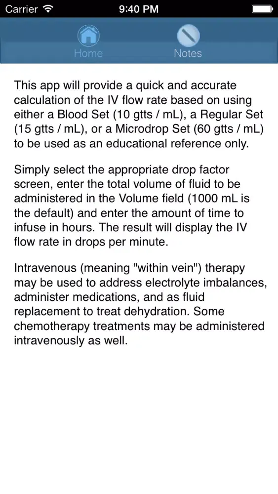 Captures d'écran de Intravenous (IV) Flow Rate by Drop Factor N3