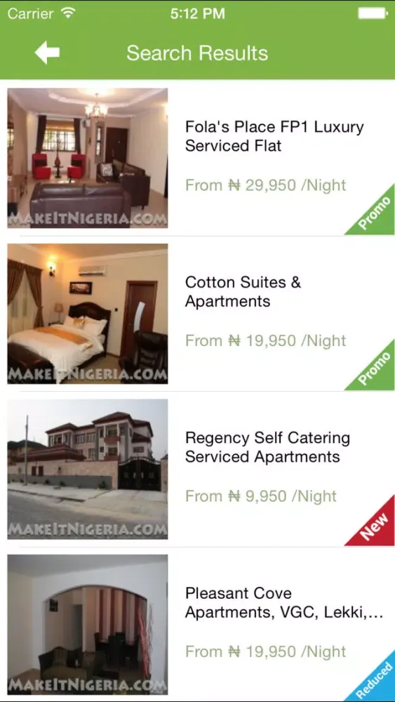 Capturas de tela do MakeItNigeria Apartment, Car & Hotel Rentals