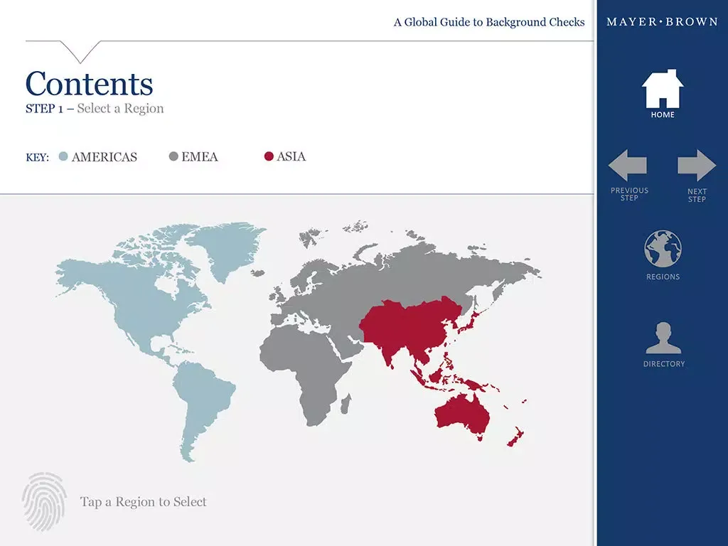 Capturas de tela do Mayer Brown - A Global Guide to Background Checks iPad 