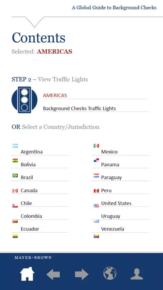 Capturas de tela do Mayer Brown - A Global Guide to Background Checks