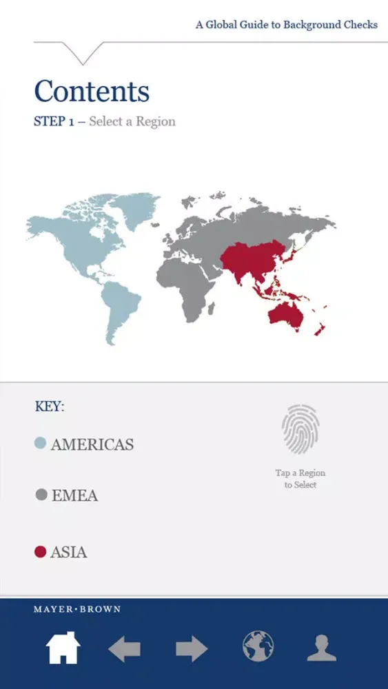 Capturas de tela do Mayer Brown - A Global Guide to Background Checks