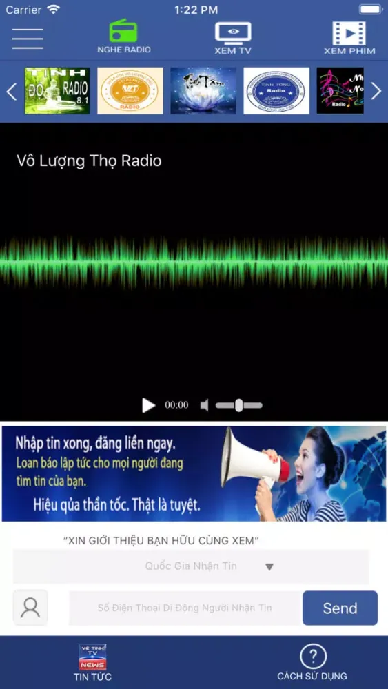 Ảnh chụp màn hình của Ve Tinh TV