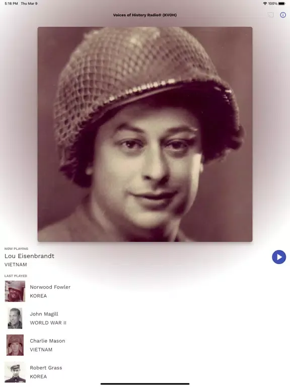 Voices of History Radio iPad  স্ক্রিনশট