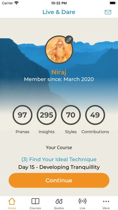 Tangkapan layar LiveAndDare Meditation Course