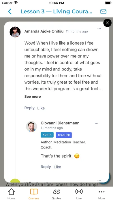 Tangkapan layar LiveAndDare Meditation Course
