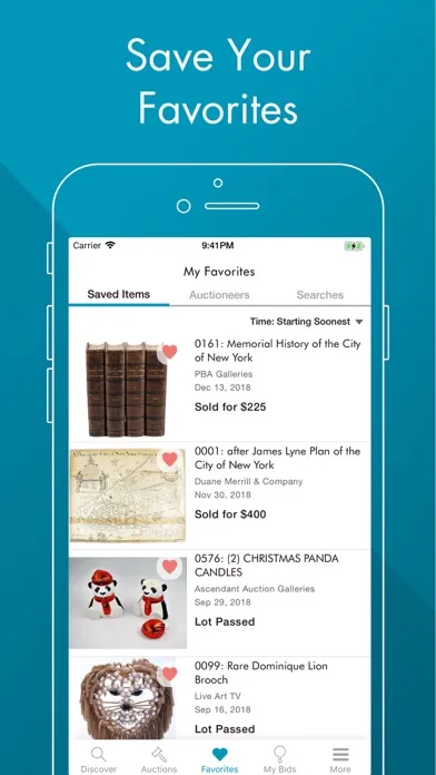 Tangkapan skrin LiveAuctioneers: Bid @ Auction