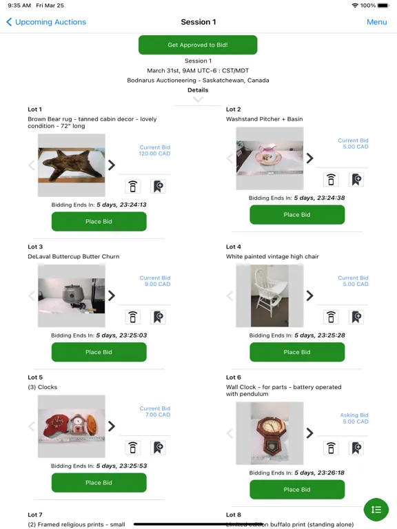 Bodnarus Auctioneering iPad  Ekran Görüntüleri