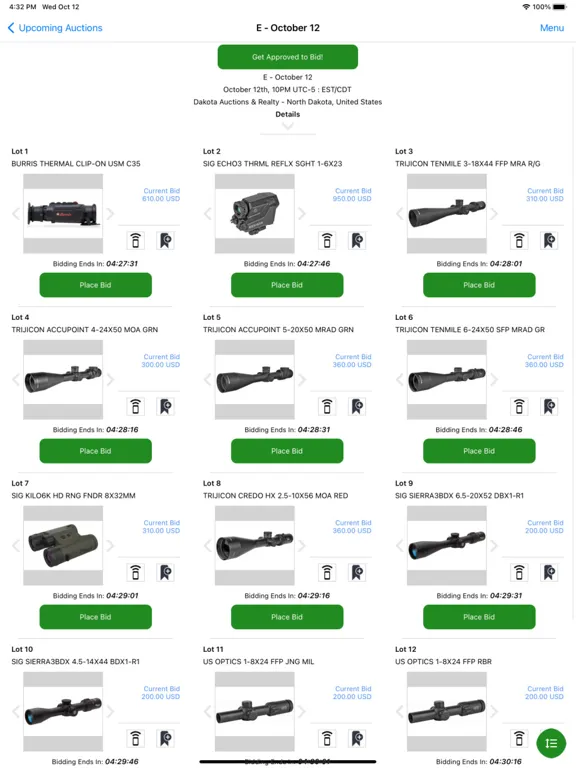 Zrzuty ekranu Online Hunting Auctions iPad 