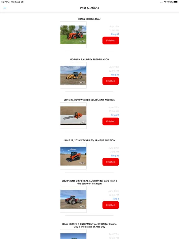 Capturas de tela do Weaver Auctions iPad 