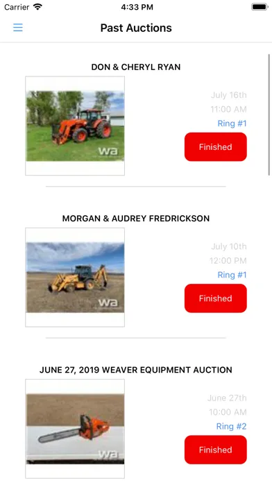 Capturas de tela do Weaver Auctions