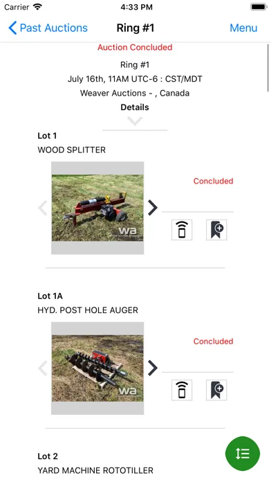 Capturas de tela do Weaver Auctions