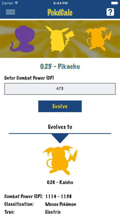 PokeCalc - CP Calculator for Pokémon Go স্ক্রিনশট