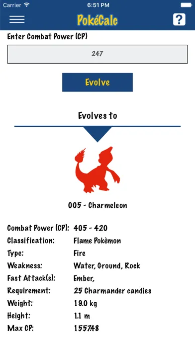PokeCalc - CP Calculator for Pokémon Go স্ক্রিনশট