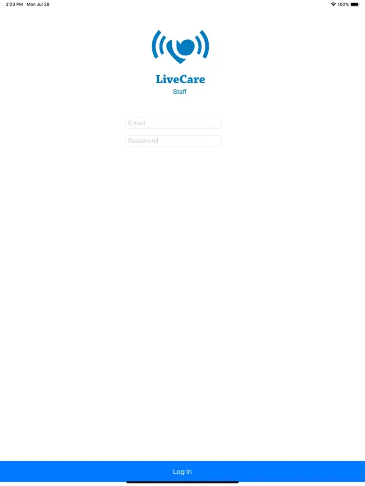 Tangkapan skrin LiveCare Staff App iPad 