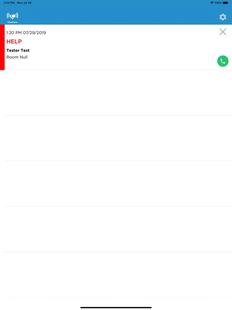 Tangkapan skrin LiveCare Staff App iPad 