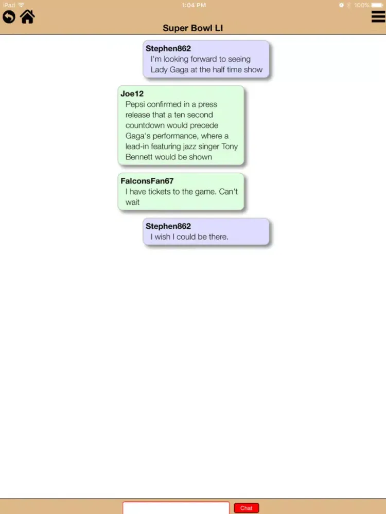 Live Sports Chat iPad  Screenshots