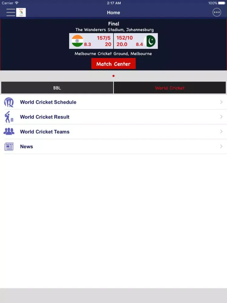 Live Cricket Matches- Full Score iPad 应用截图