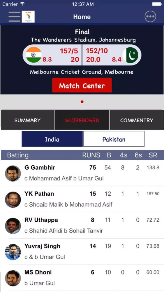 Live Cricket Matches- Full Score应用截图