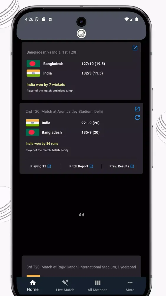 Скриншоты IND vs AUS Live Cricket Score