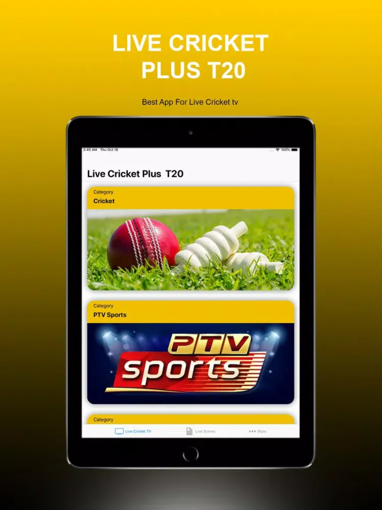 Tangkapan layar Live Cricket Plus T20 iPad 