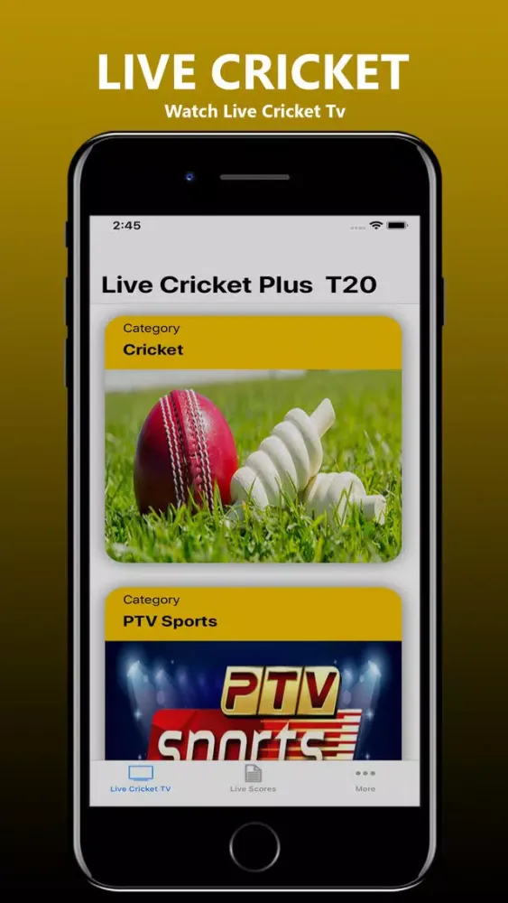Tangkapan layar Live Cricket Plus T20