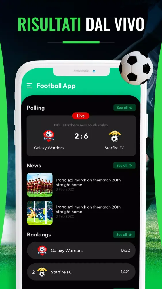 Captures d'écran de Live football: Live Soccer