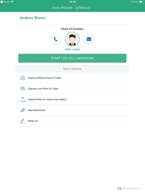 Ảnh chụp màn hình của RSIG Inspect Me iPad 