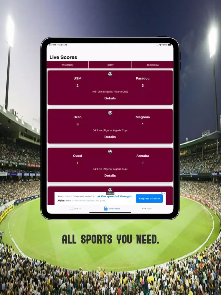 تصاویر Live Ptv sports Tv iPad 