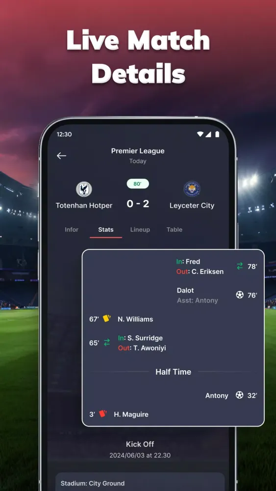 Captures d'écran de MatchLive: Football Live Score