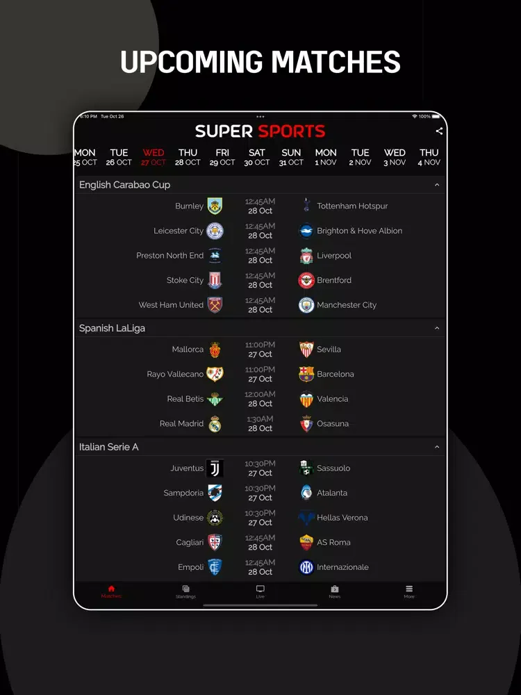 SuperSports - Live Football TV iPad  Ekran Görüntüleri