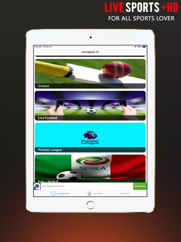 Live Sports Plus HD iPad  Screenshots