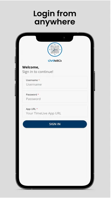 Tangkapan layar TimeLive | Employee Time Clock