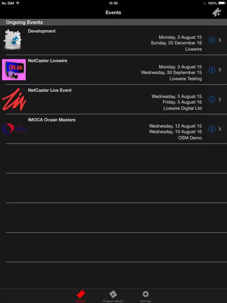 ภาพหน้าจอของ NetCaster iPad 
