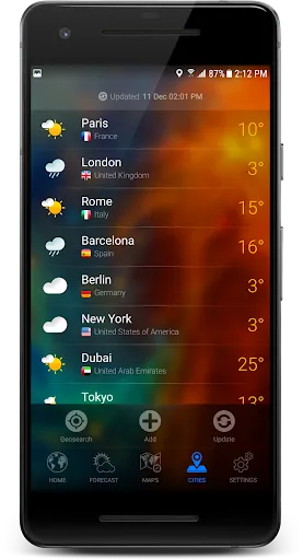 Tangkapan skrin 3D EARTH PRO - local forecast