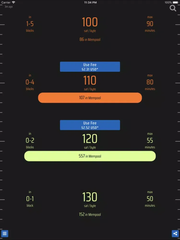 Bitcoin Fees iPad  스크린샷