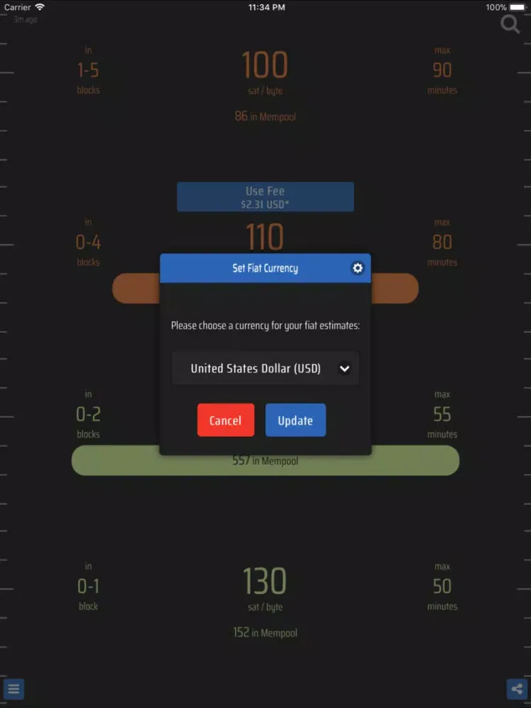 Bitcoin Fees iPad  스크린샷