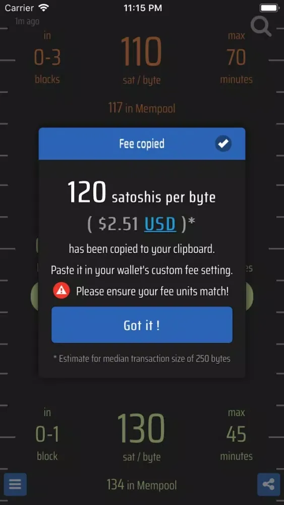 Bitcoin Fees 스크린샷