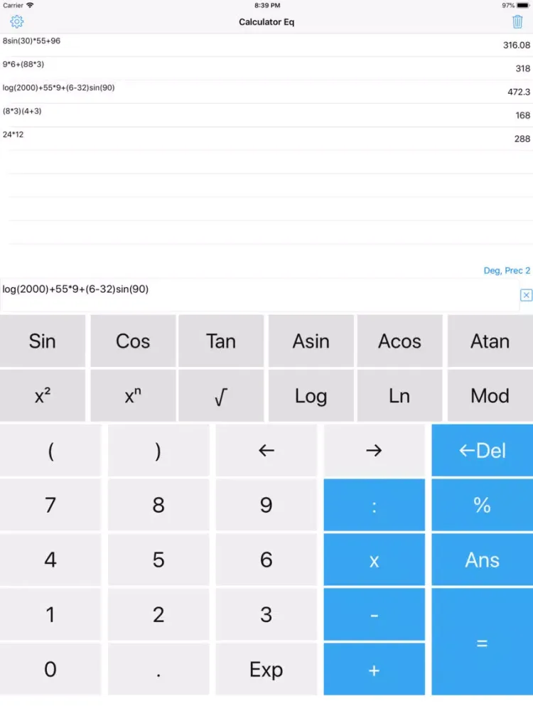 Tangkapan skrin Calculator Eq iPad 