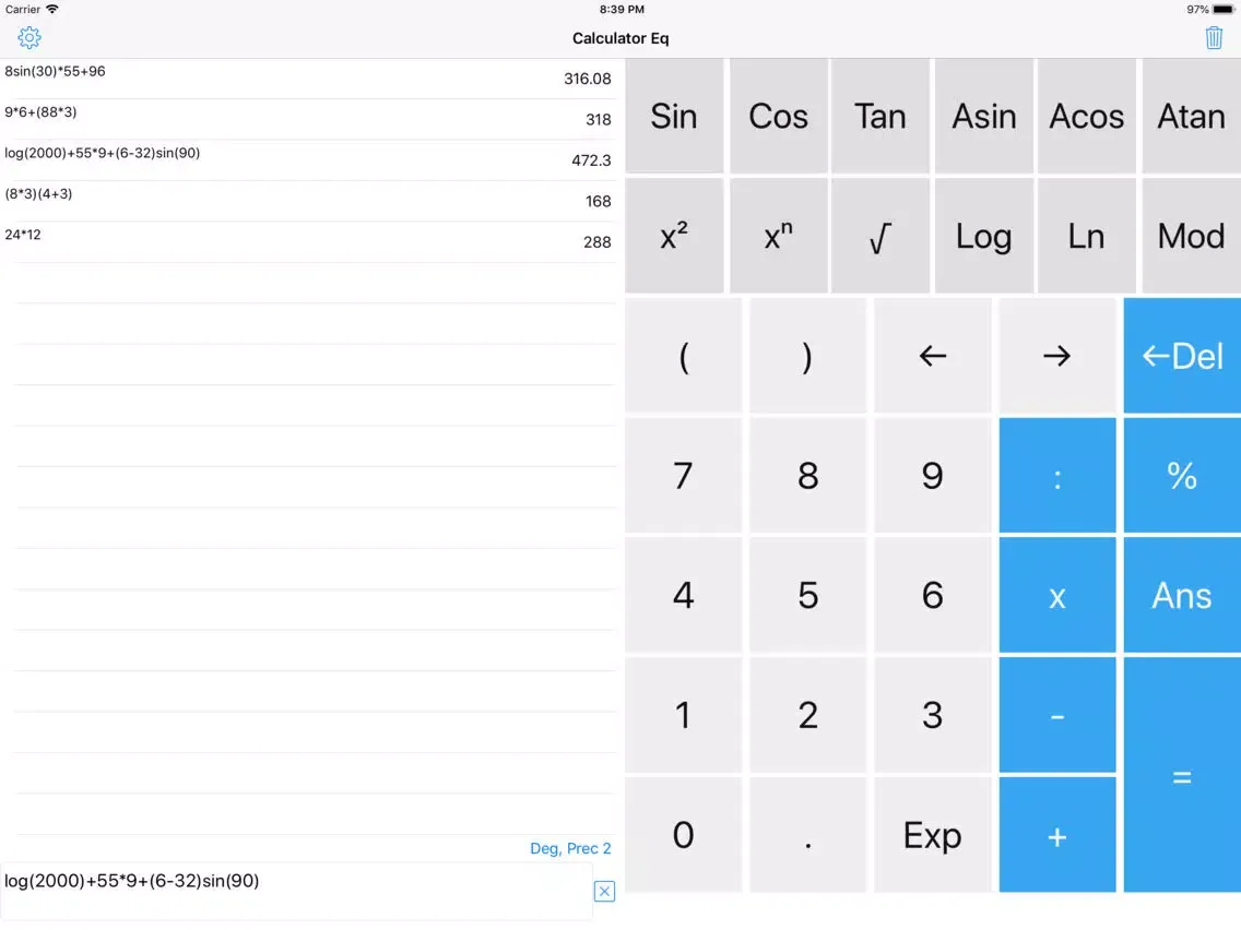 Tangkapan skrin Calculator Eq iPad 