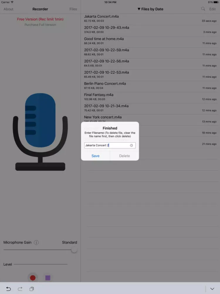 Hi-Q Recorder : High quality m4a voice recorder iPad  سکرین شاٹس
