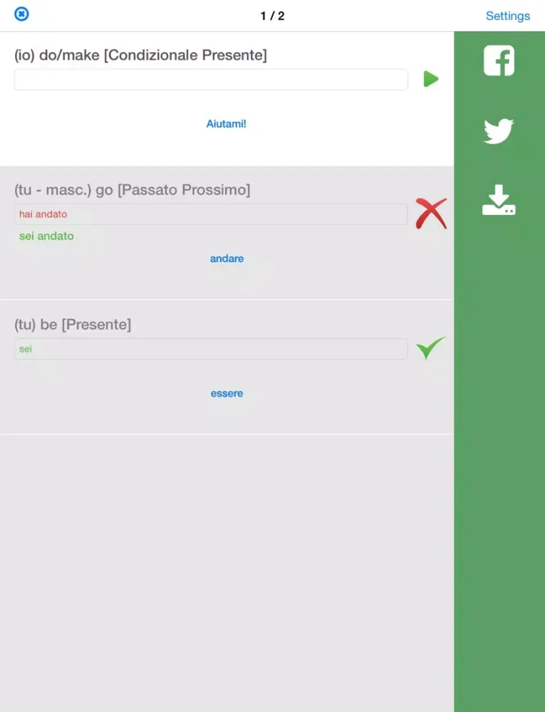 Zrzuty ekranu Italian Verb Test Lite iPad 