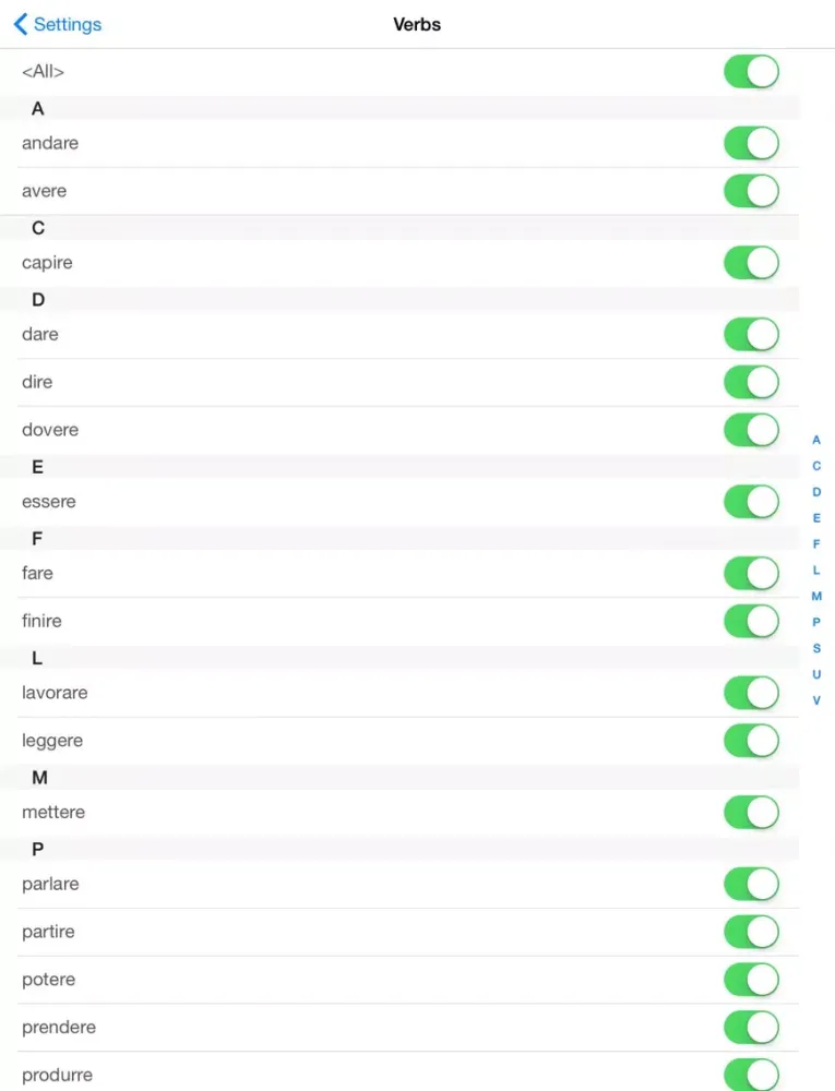 Zrzuty ekranu Italian Verb Test Lite iPad 