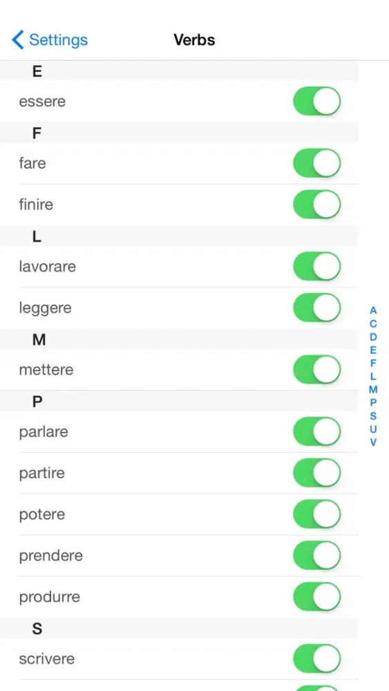 Zrzuty ekranu Italian Verb Test Lite