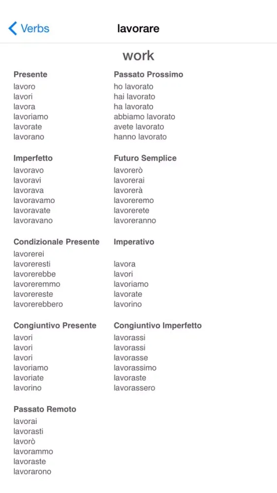 Zrzuty ekranu Italian Verb Test Lite